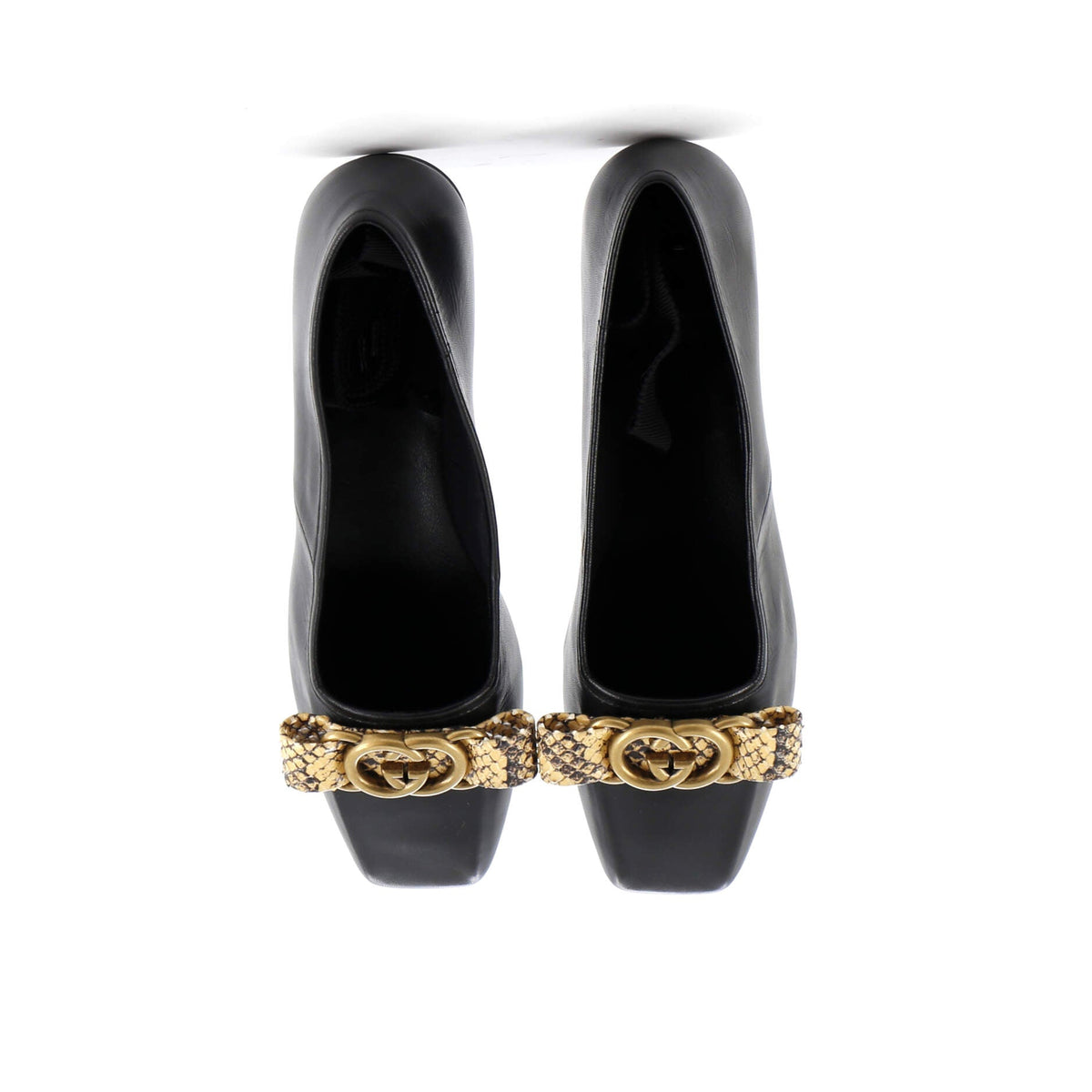 Women's Evi Interlocking G Ballet Flats Leather with Python