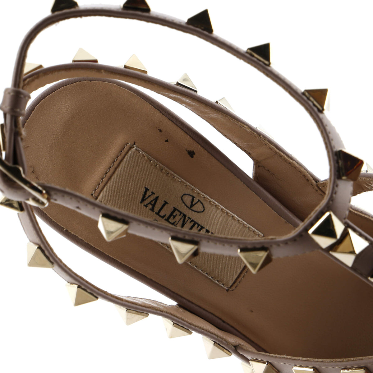 Women's Rockstud Ankle Strap Pumps Leather 100