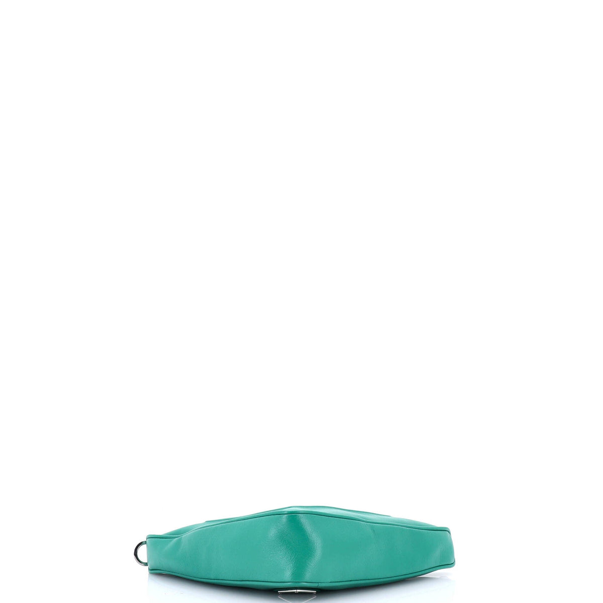 Triangle Logo Zip Chain Crossbody Bag Embossed Leather Small