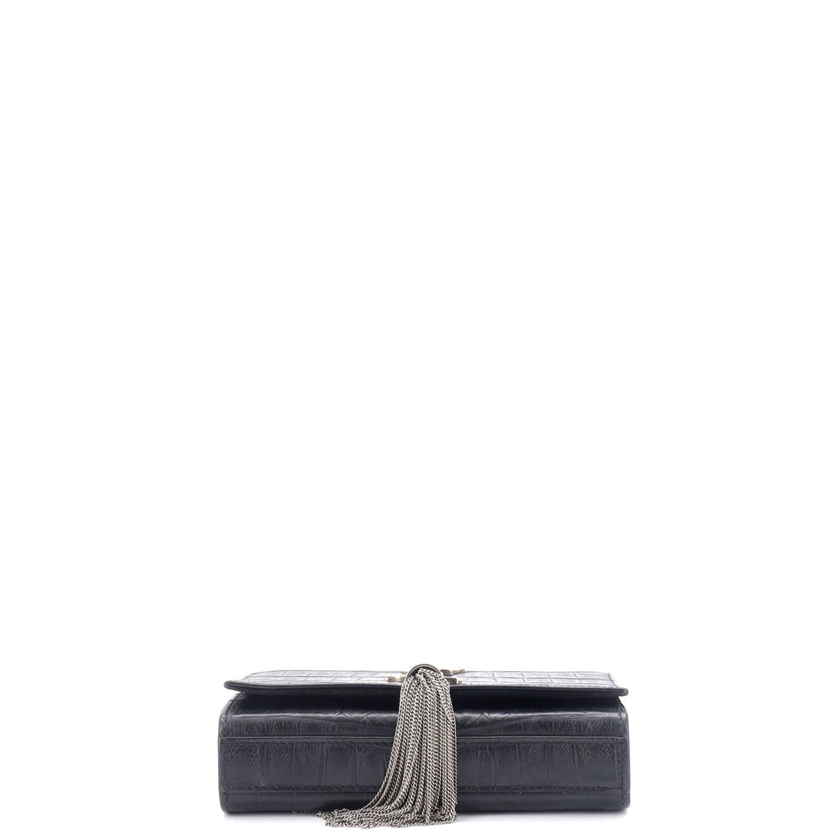 Classic Monogram Tassel Crossbody Bag Crocodile Embossed Leather Small