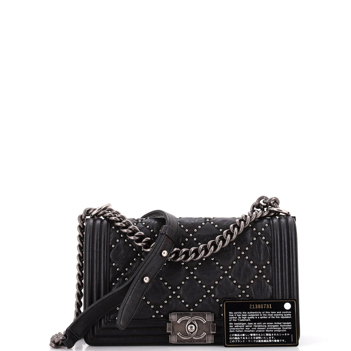 Boy Flap Bag Studded Quilted Distressed Calfskin Old Medium