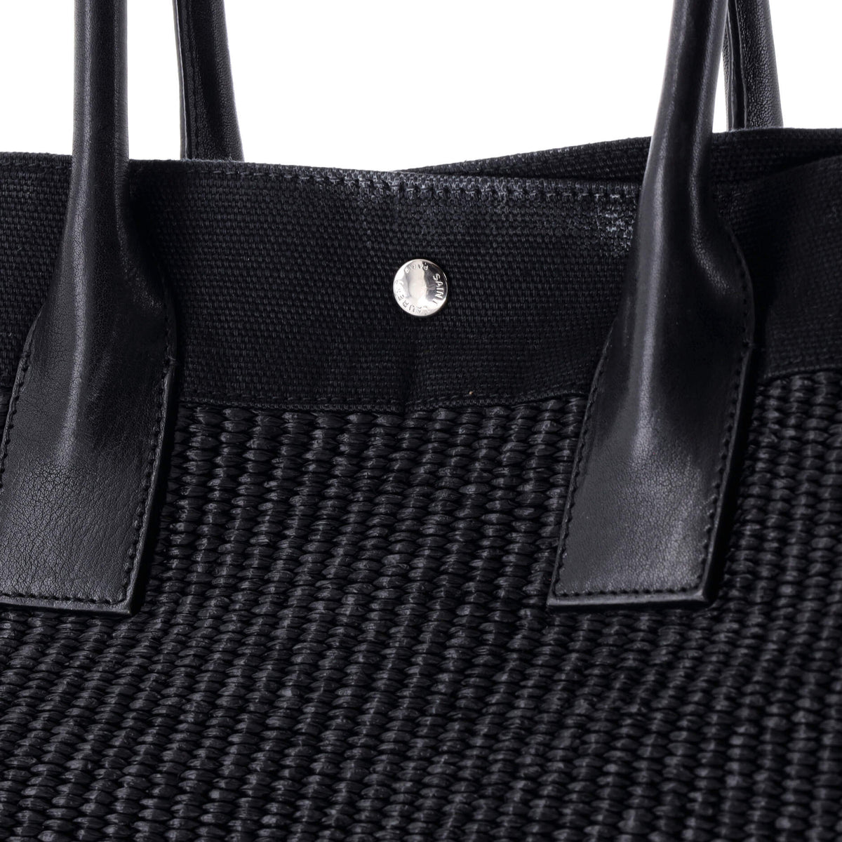 Rive Gauche Shopper Tote Raffia with Canvas Large