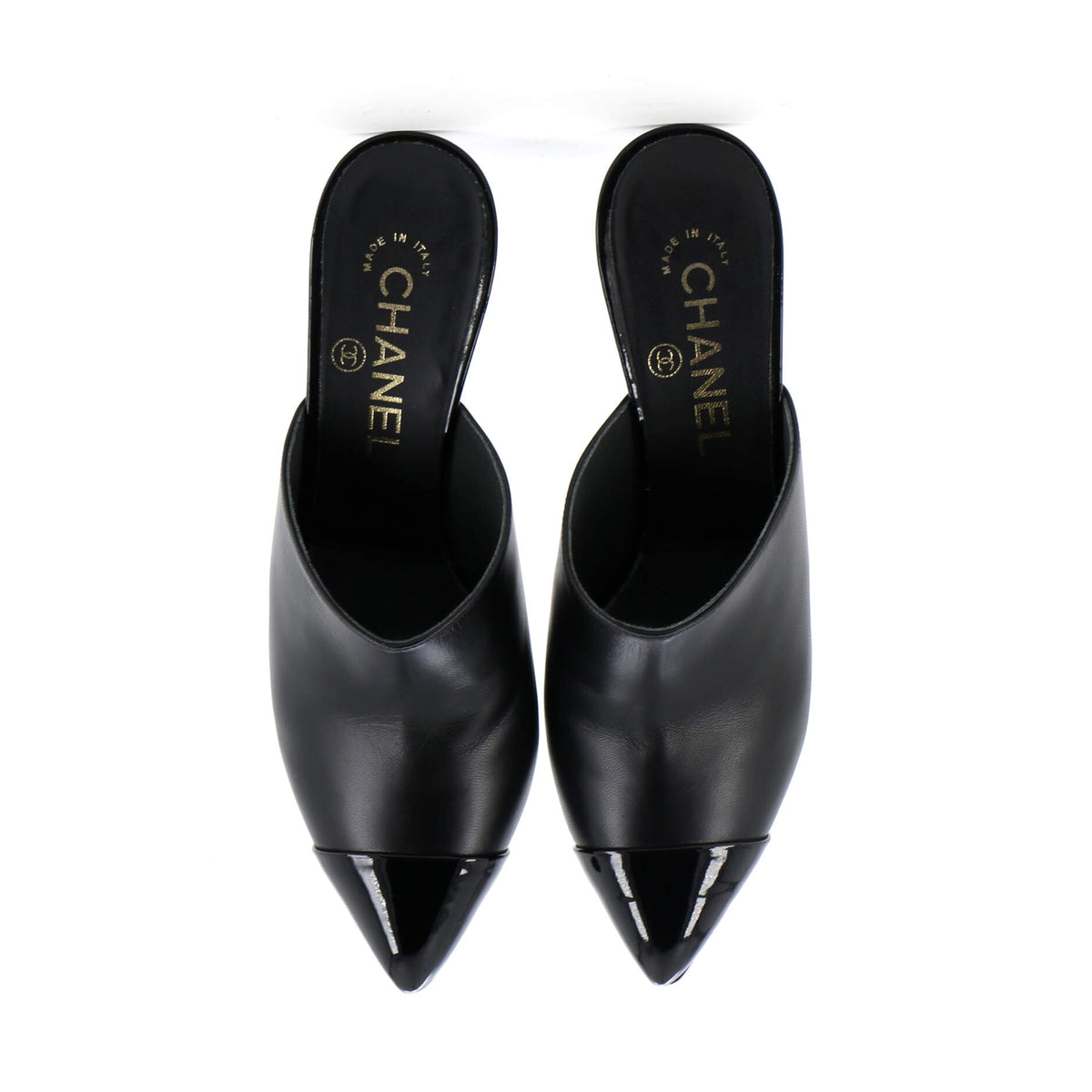 Women's Pointed Toe Heeled Mules Leather with Faux Pearls