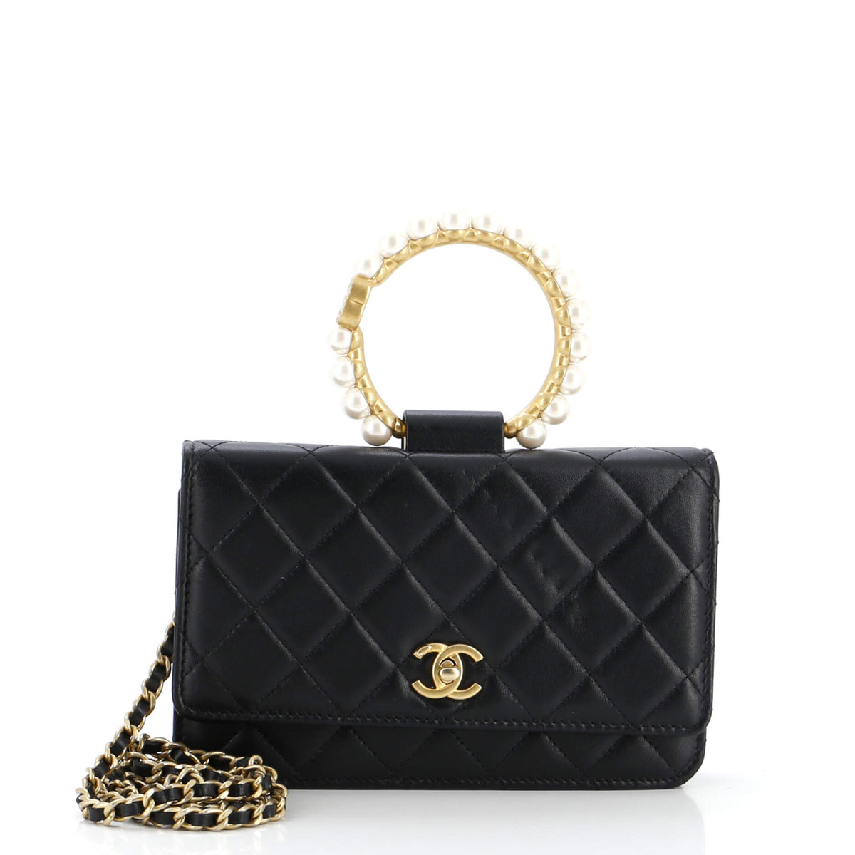 Pearl Crown Wallet on Chain Quilted Lambskin