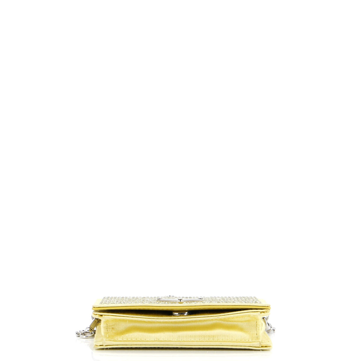 Flap Card Holder with Chain Satin with Crystals