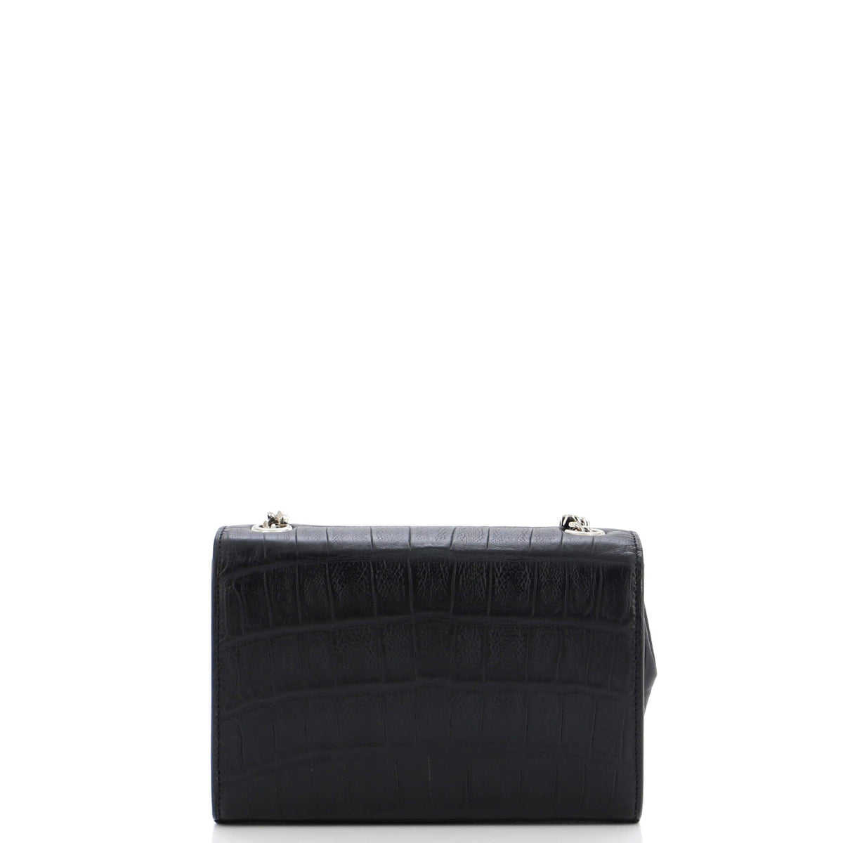 Classic Monogram Tassel Crossbody Bag Crocodile Embossed Leather Small