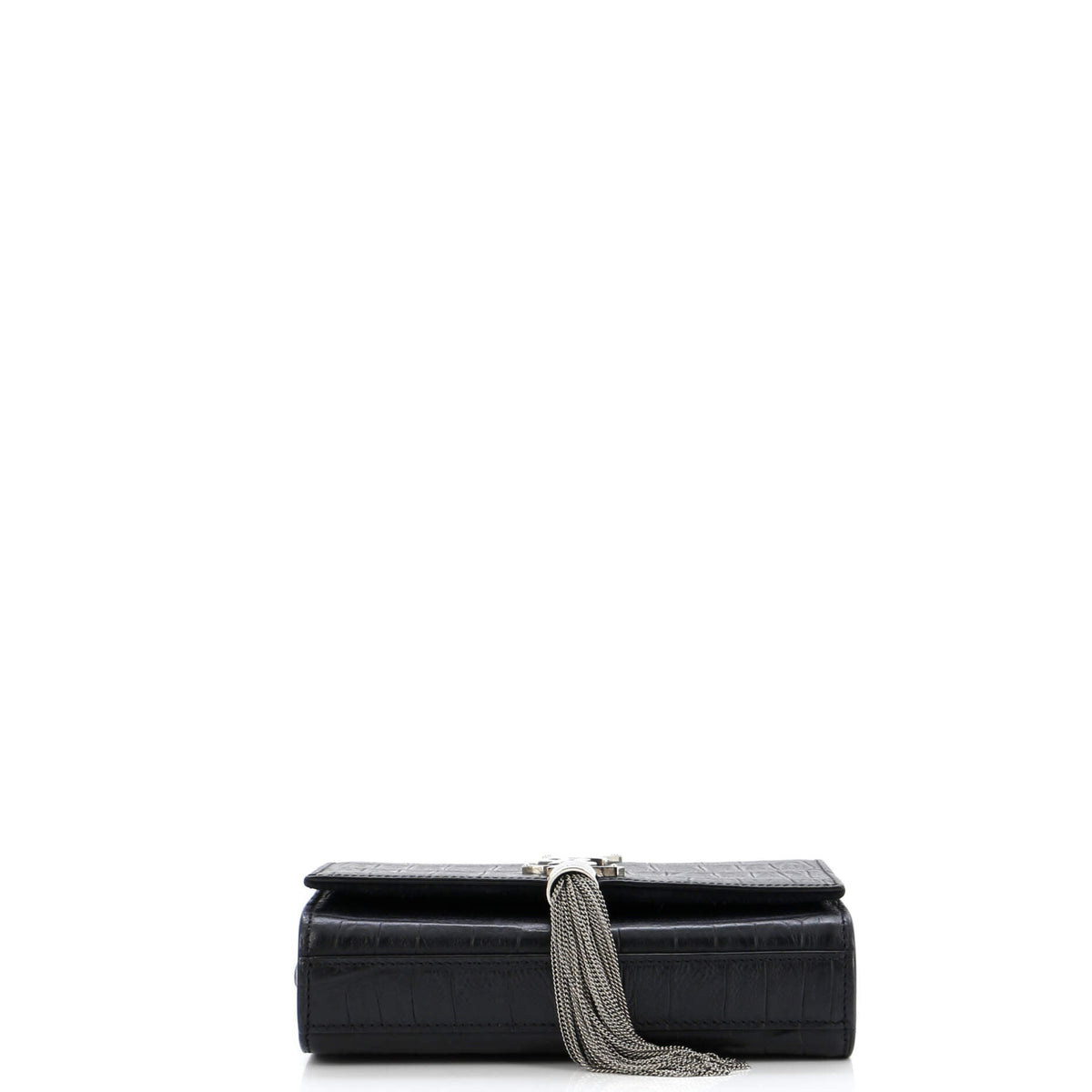 Classic Monogram Tassel Crossbody Bag Crocodile Embossed Leather Small