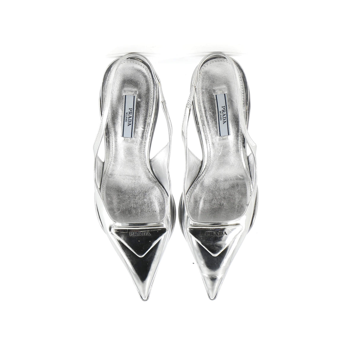 Women's Triangle Logo Slingback Pumps Leather