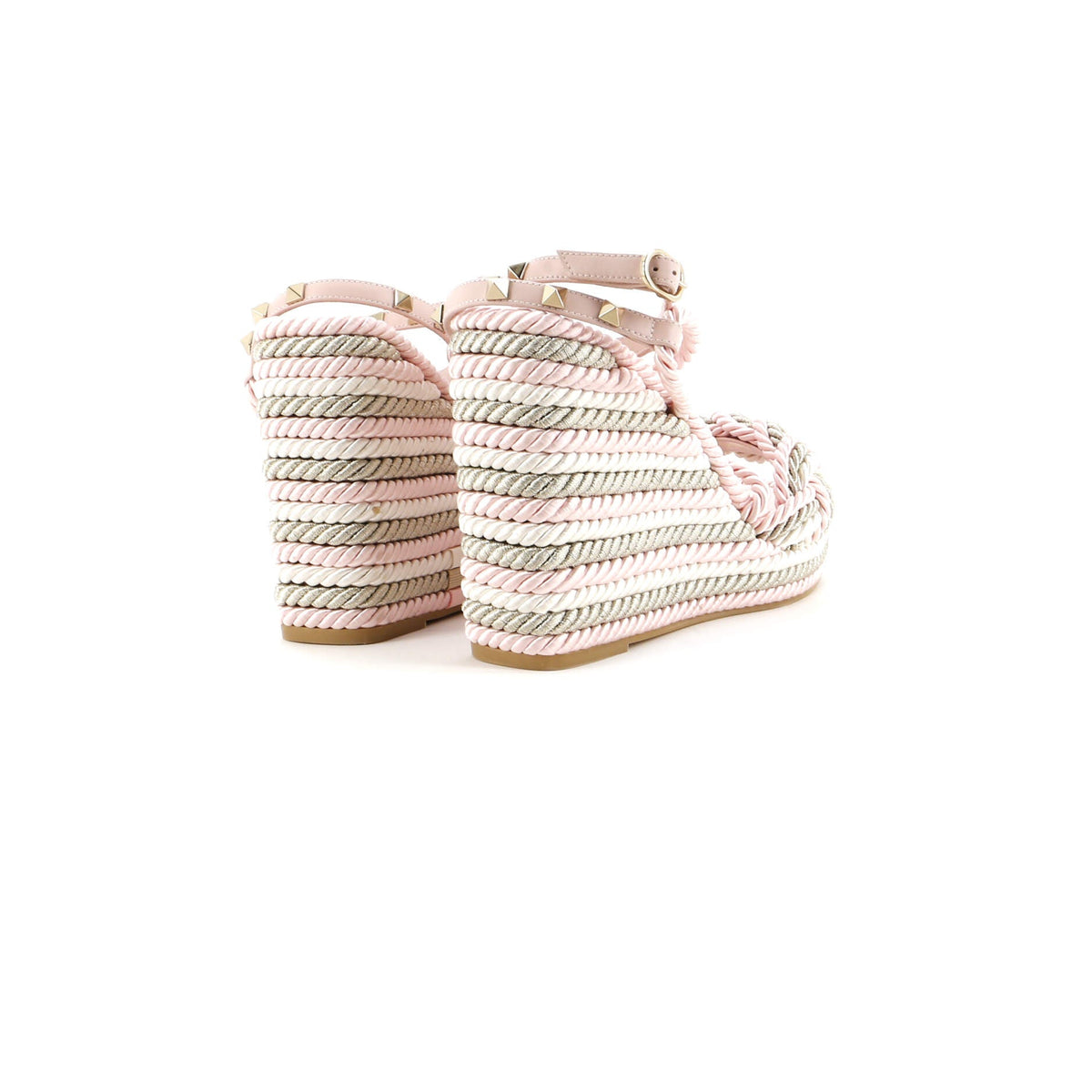 Women's Rockstud Torchon Espadrille Wedge Sandals Leather and Cord