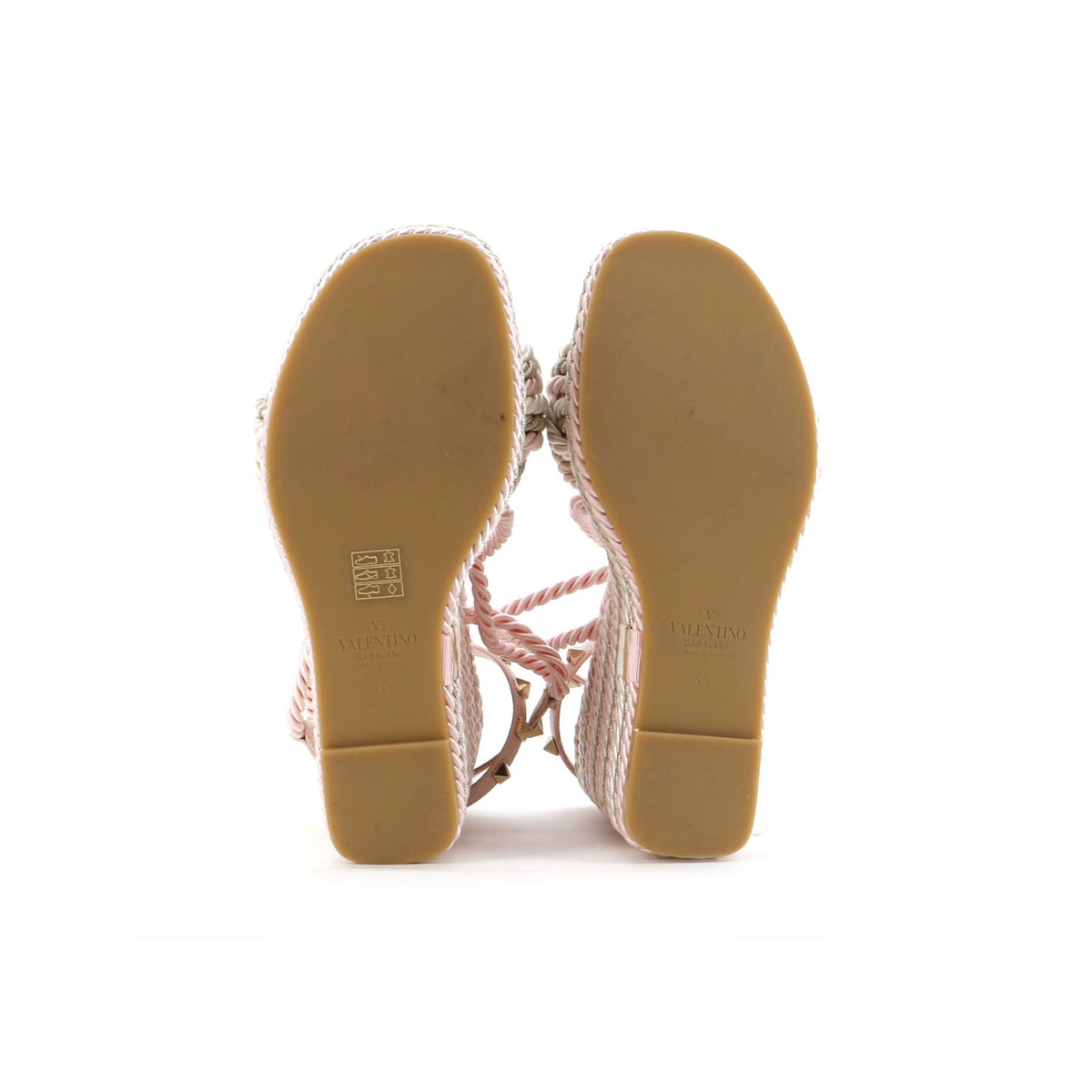 Women's Rockstud Torchon Espadrille Wedge Sandals Leather and Cord