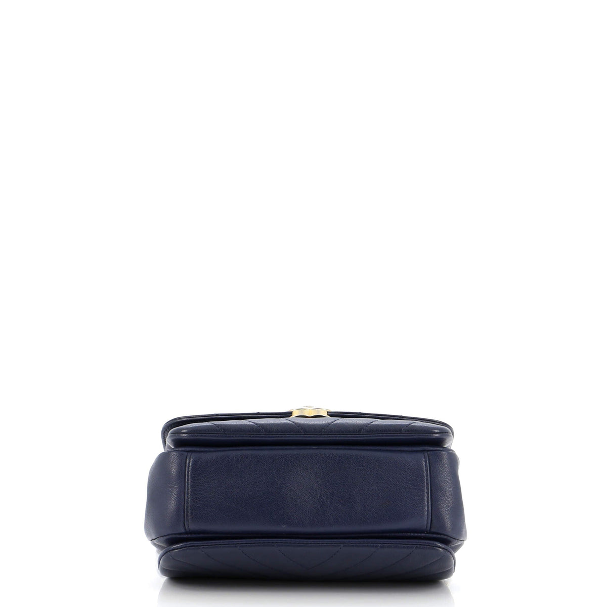 CC Metal Top Handle Flap Bag Chevron Lambskin Small