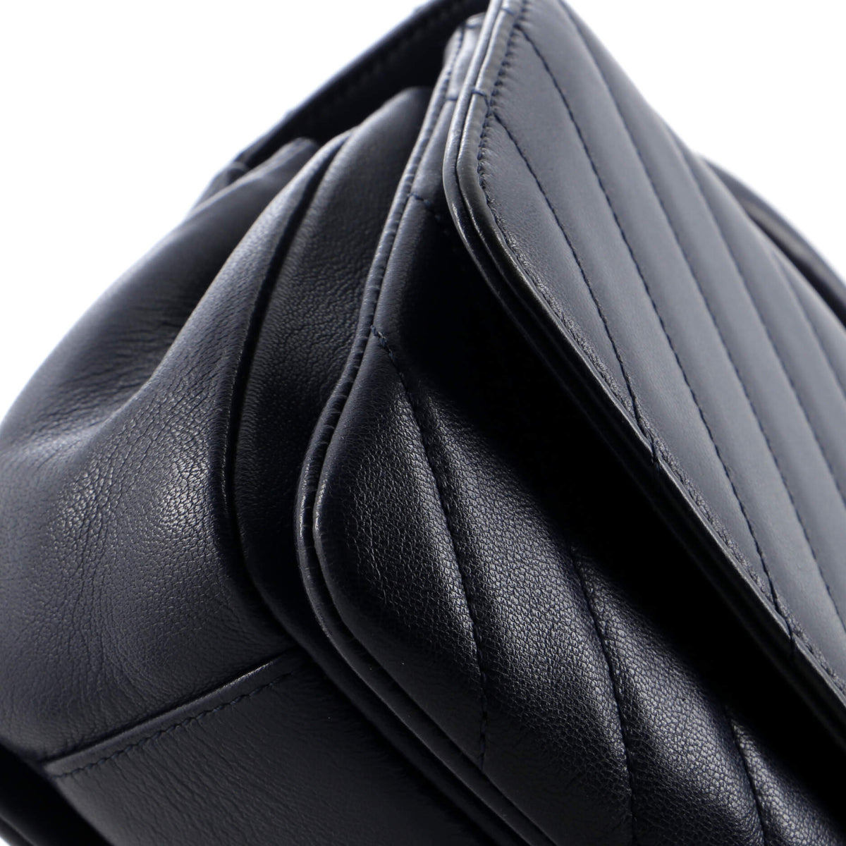 CC Metal Top Handle Flap Bag Chevron Lambskin Small