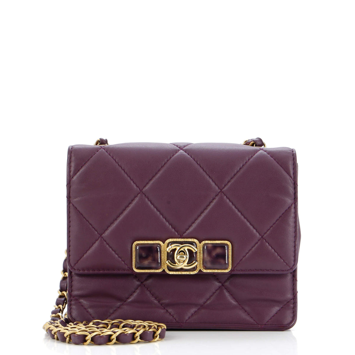 Resin CC Flap Bag Quilted Calfskin Mini