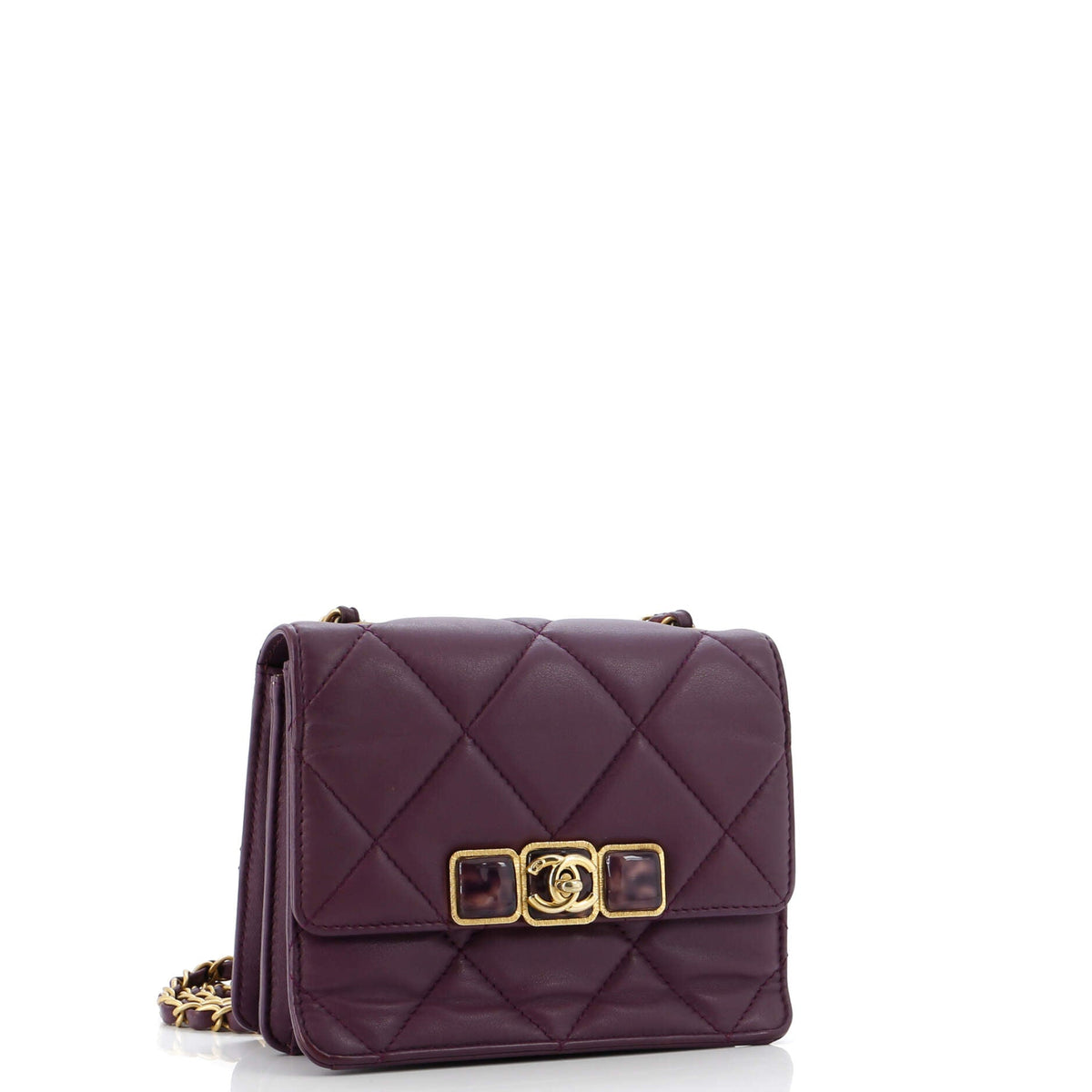 Resin CC Flap Bag Quilted Calfskin Mini