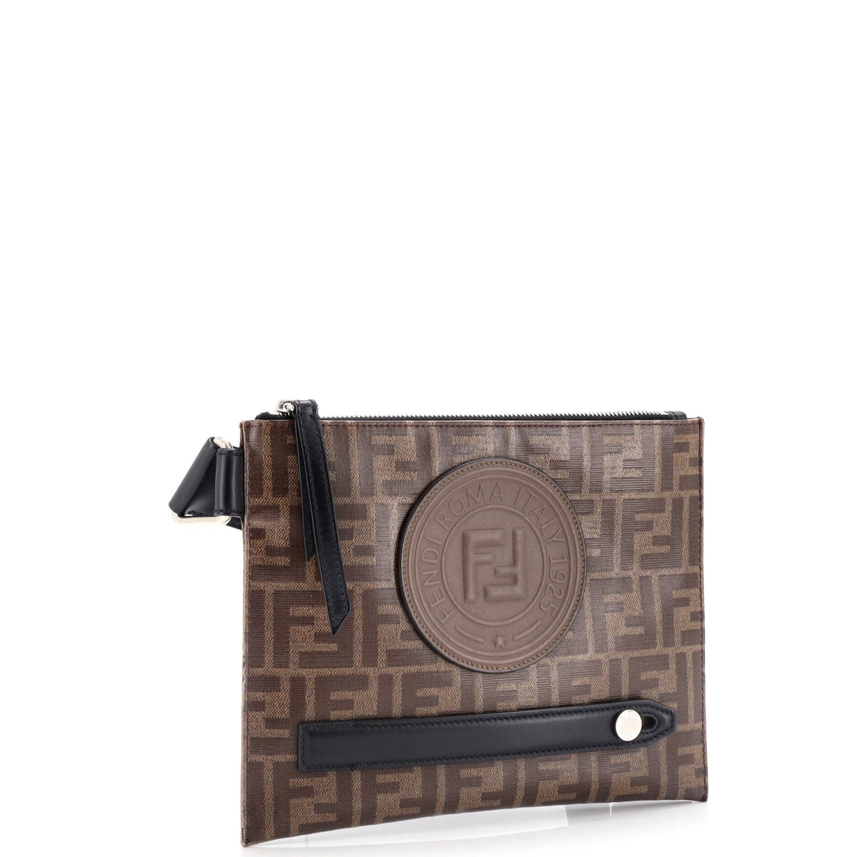 FF Logo Stamp Flat Messenger Bag Zucca Coated Canvas Small