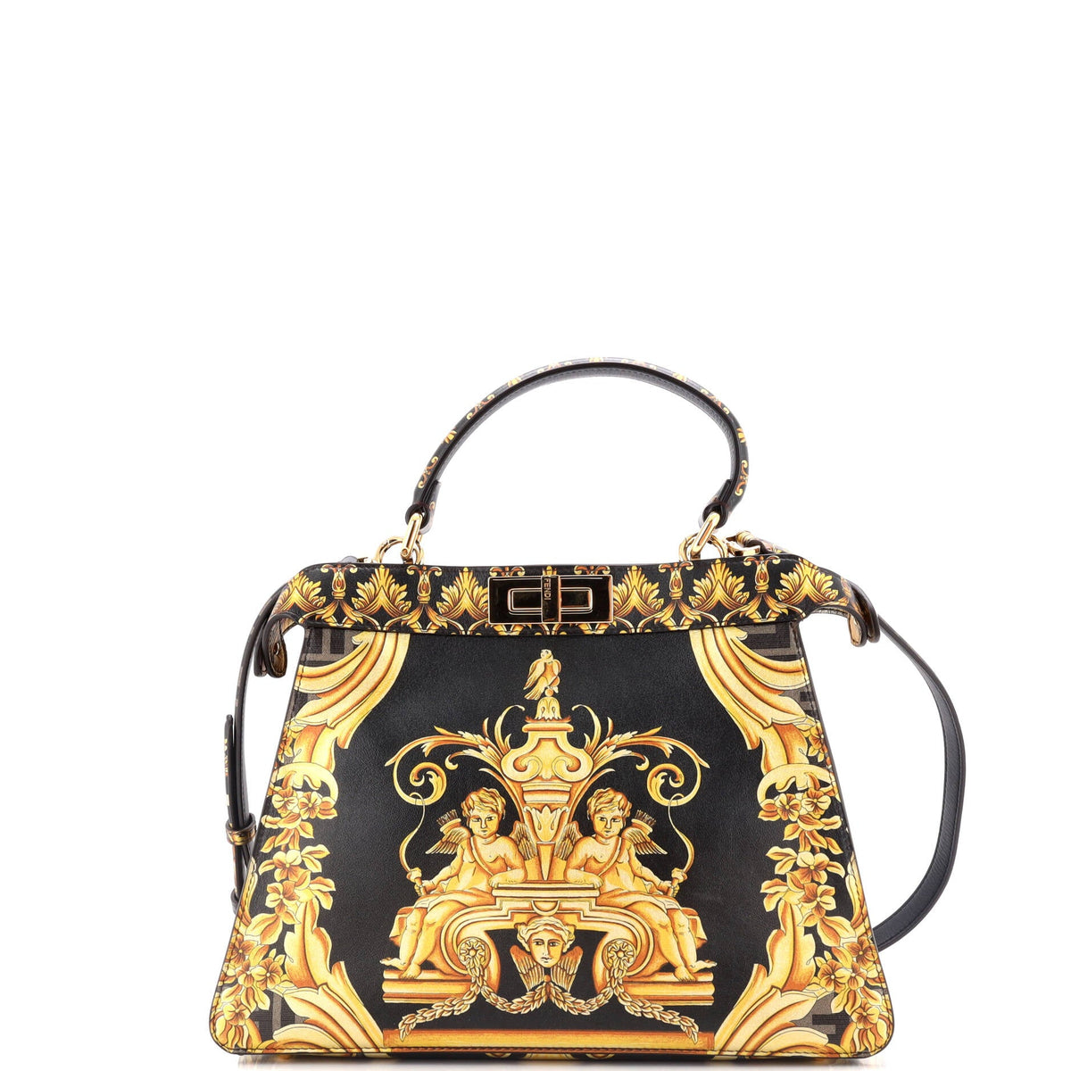 x Versace Fendace ISeeU Peekaboo Bag Printed Laminated Leather Medium