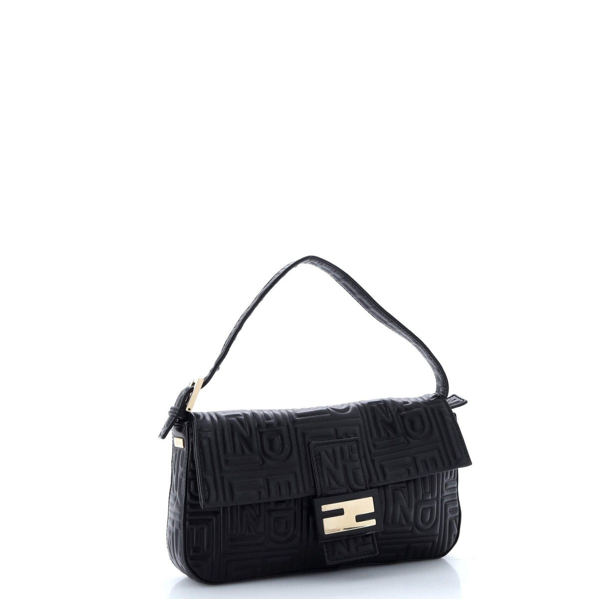 Baguette Bag Logo Embossed Leather Small