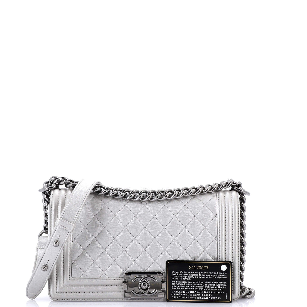 Boy Flap Bag Quilted Caviar Old Medium