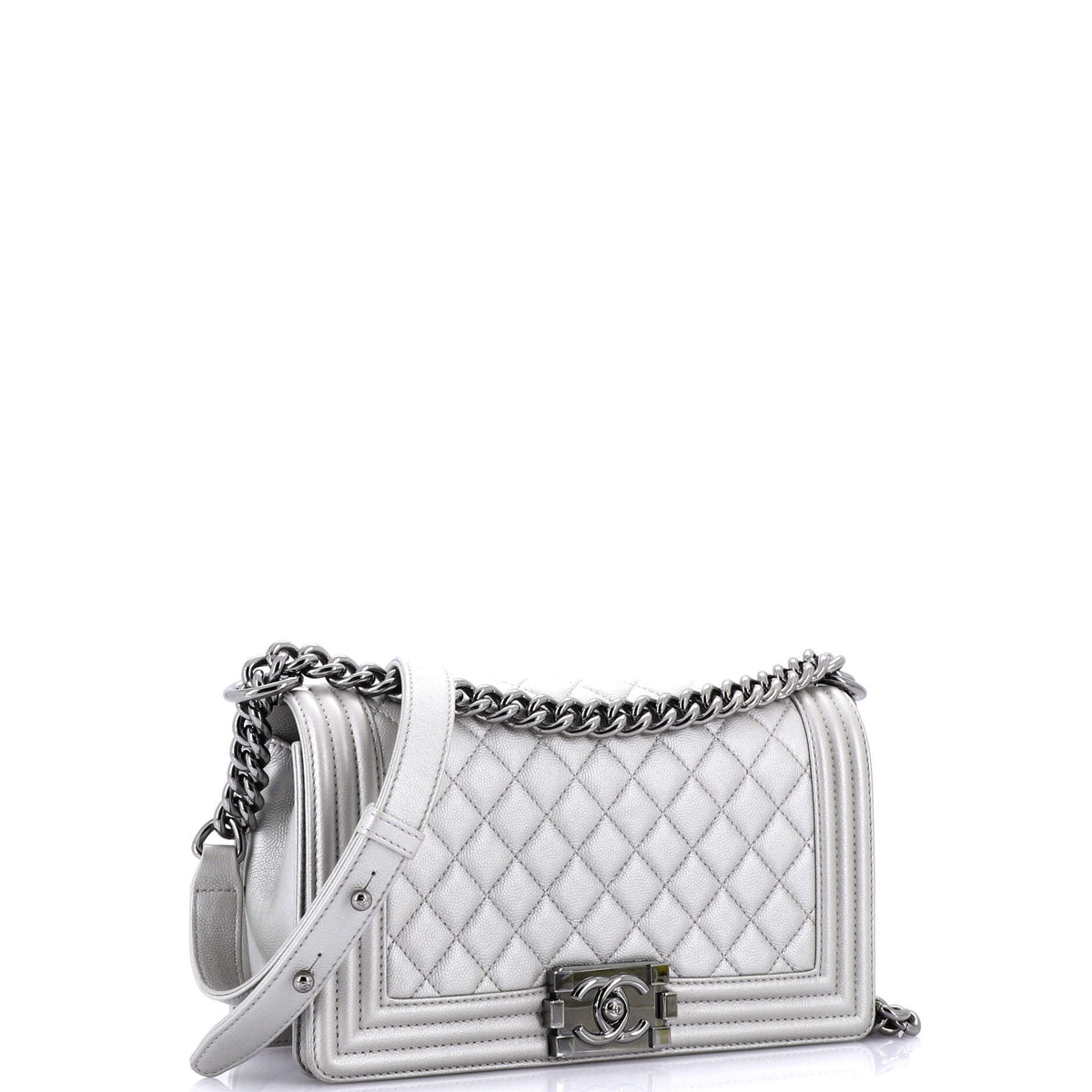Boy Flap Bag Quilted Caviar Old Medium