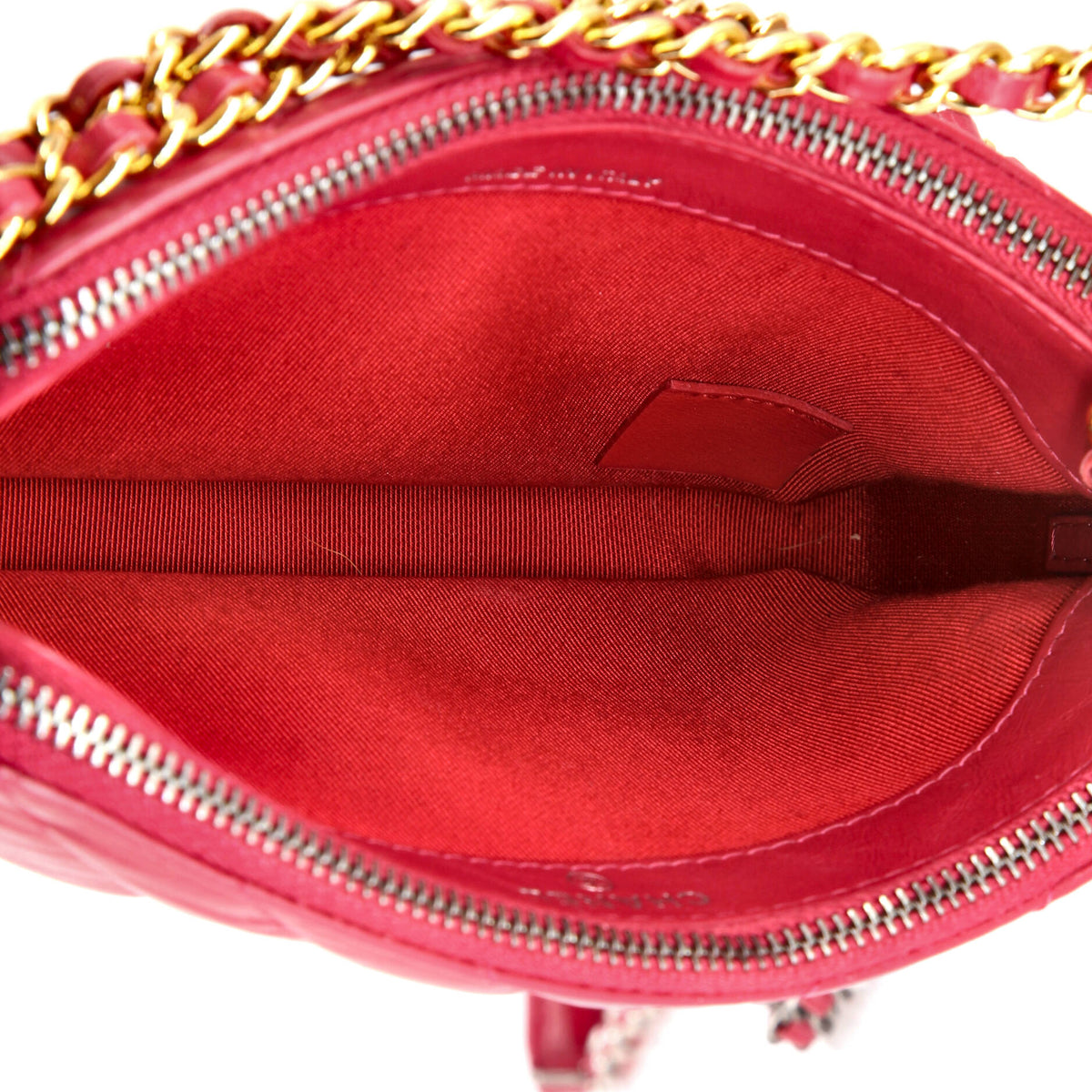Gabrielle Double Zip Clutch with Chain Chevron Aged Calfskin
