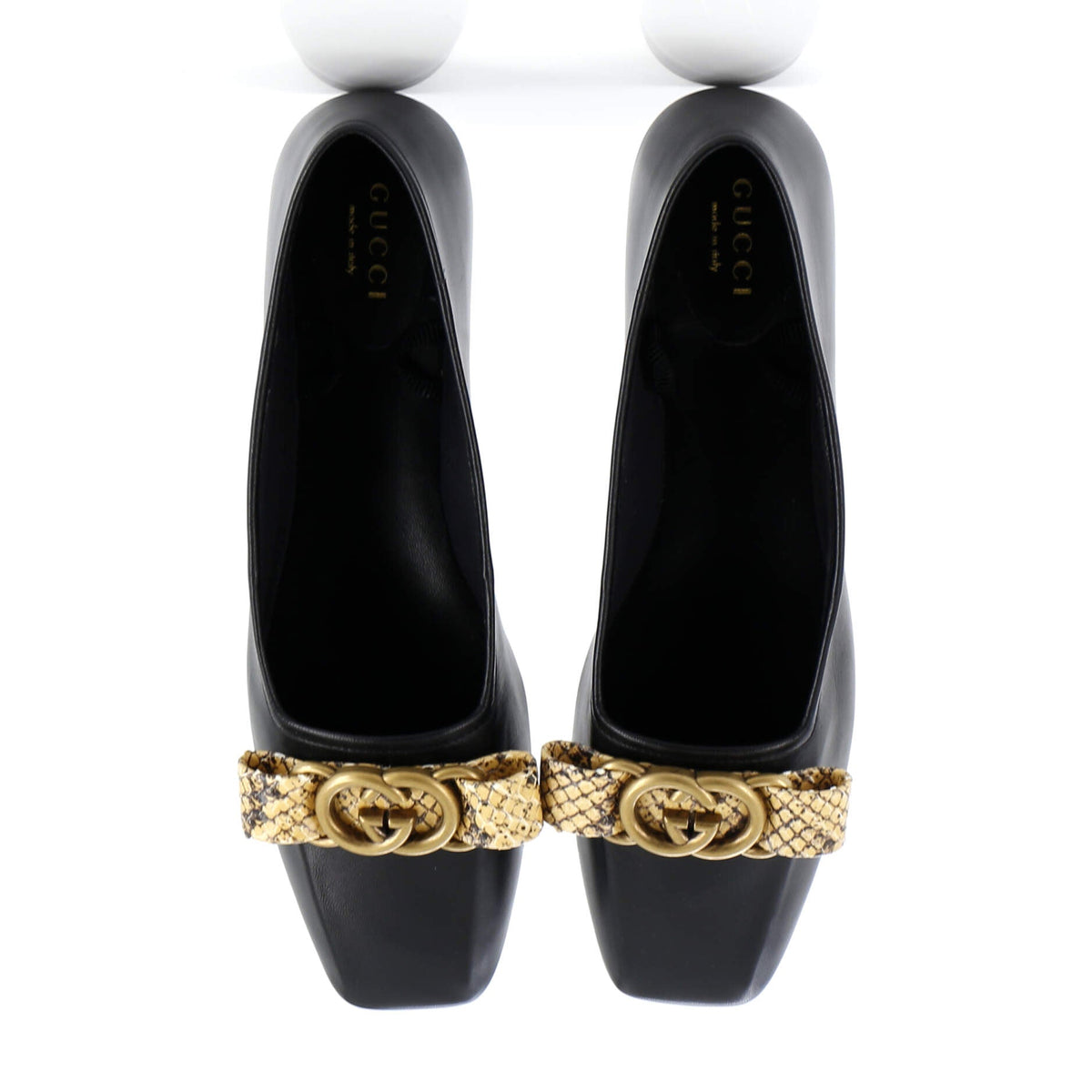 Women's Evi Interlocking G Ballet Flats Leather with Python
