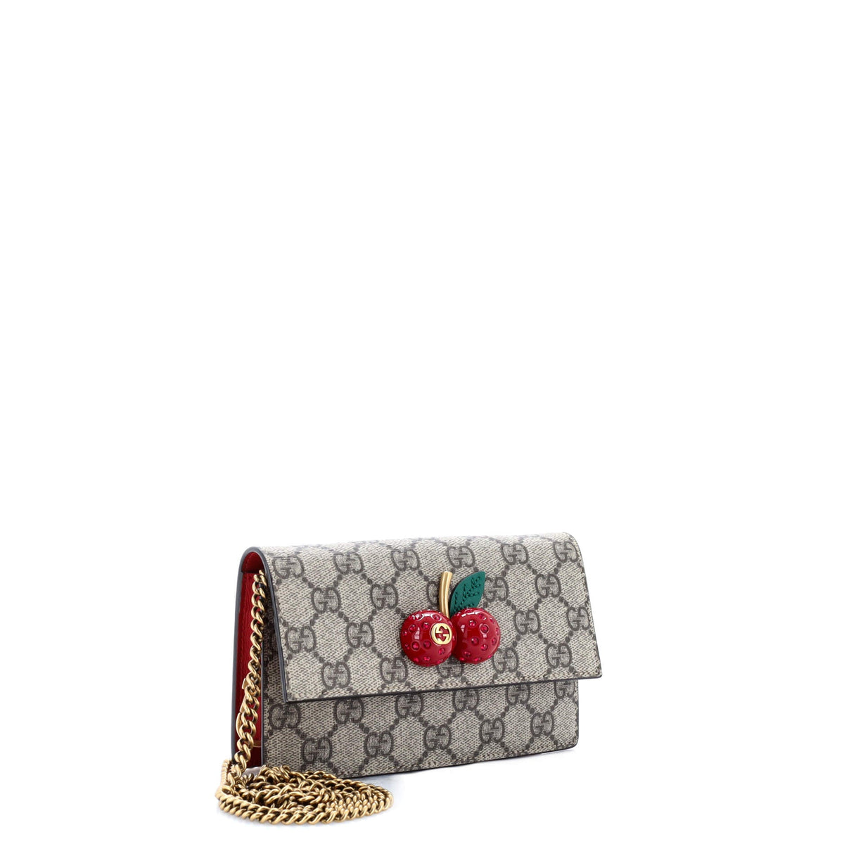 Cherries Wallet on Chain GG Coated Canvas Mini