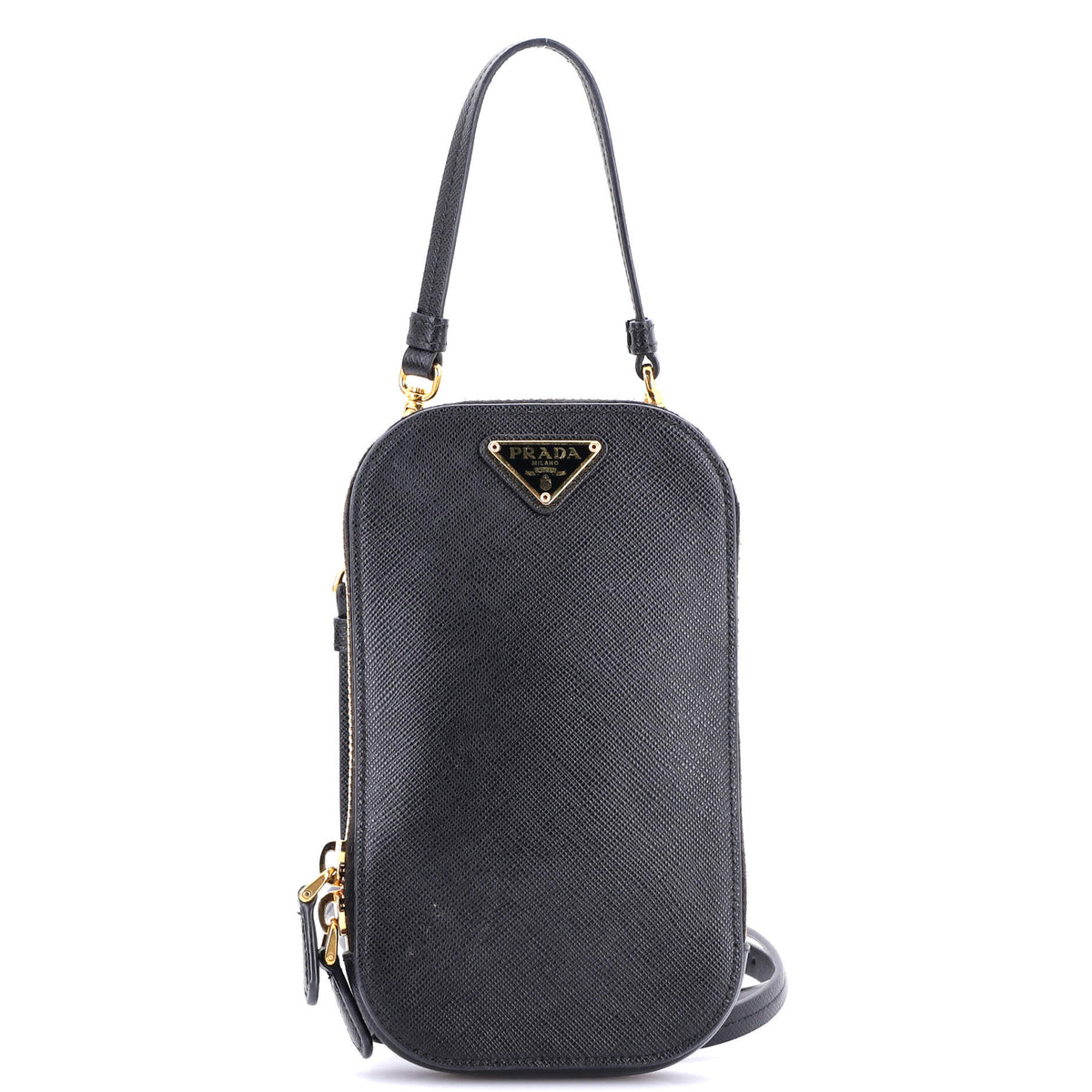 Zip Phone Holder Crossbody Bag Saffiano Leather