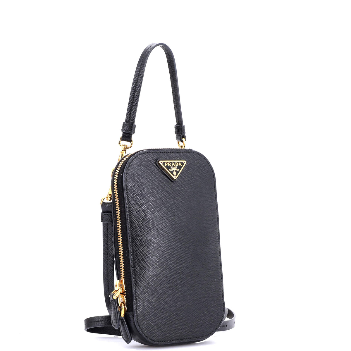 Zip Phone Holder Crossbody Bag Saffiano Leather