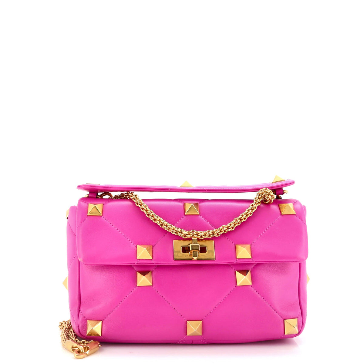 Roman Stud Flap Bag Quilted Leather Large