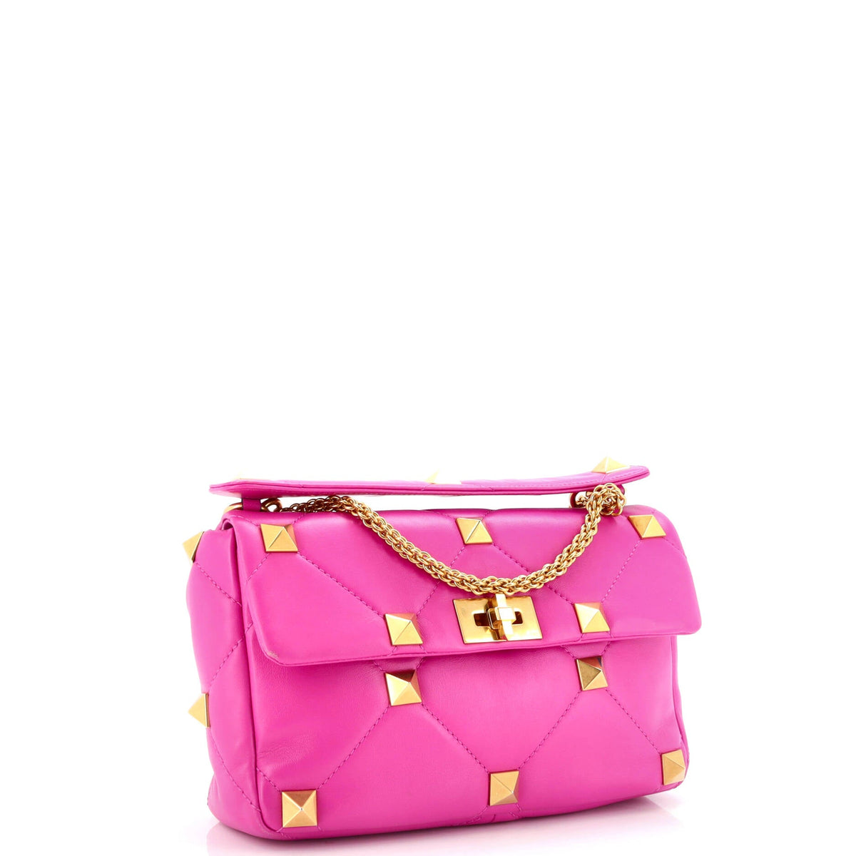 Roman Stud Flap Bag Quilted Leather Large