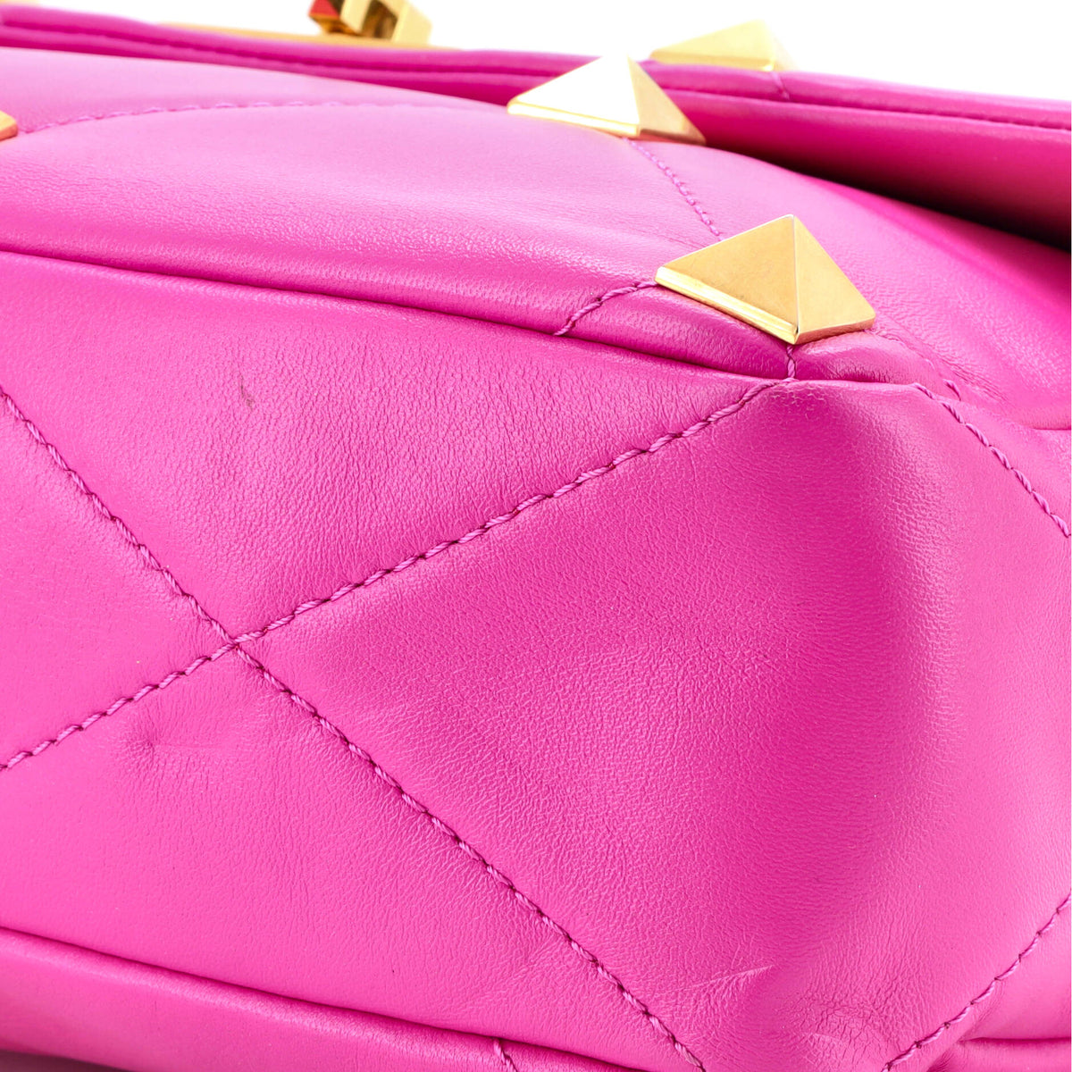 Roman Stud Flap Bag Quilted Leather Large