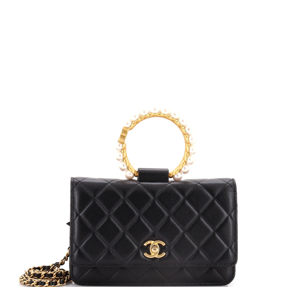 Pearl Crown Wallet on Chain Quilted Lambskin