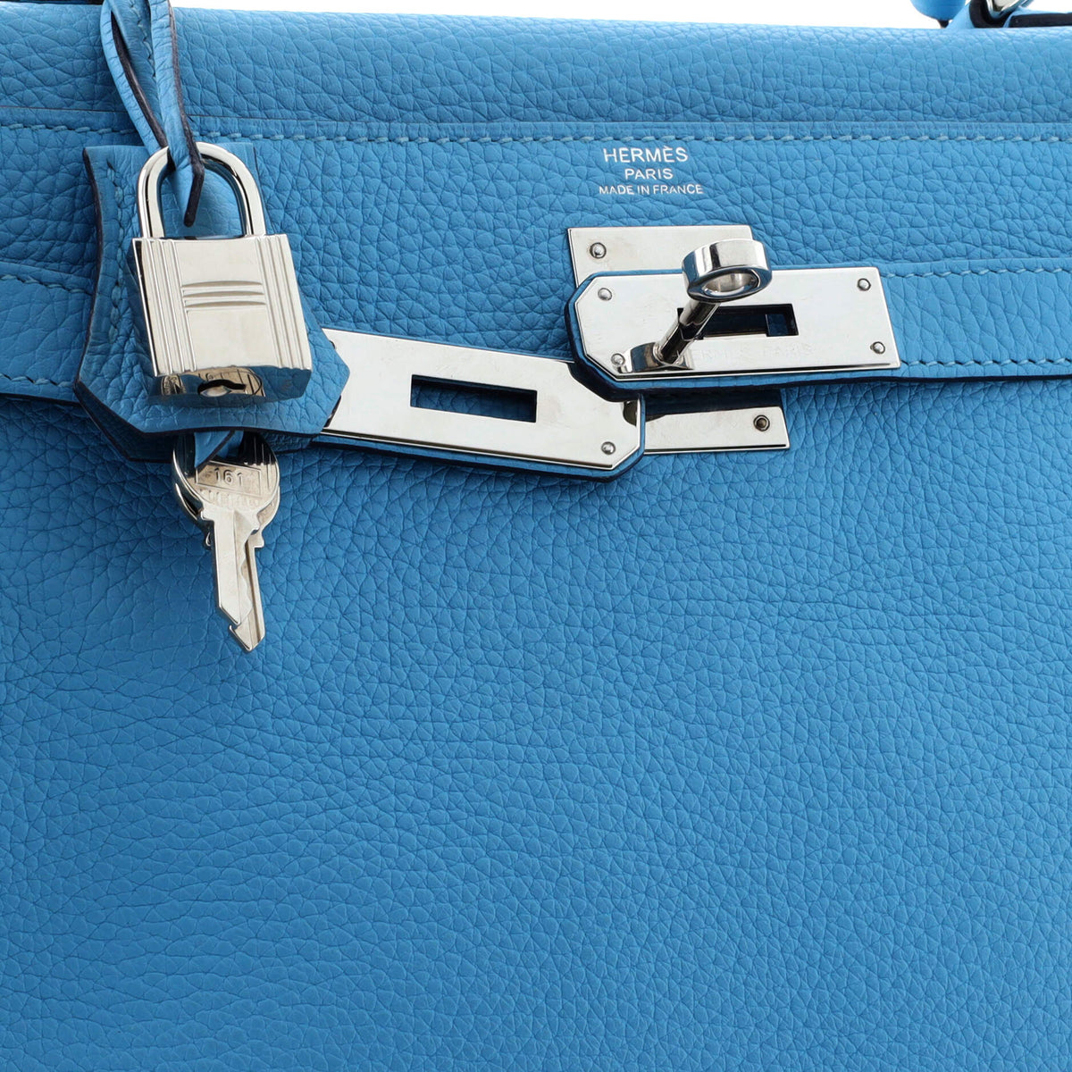 Kelly Handbag Bleu Du Nord Clemence with Palladium Hardware 28