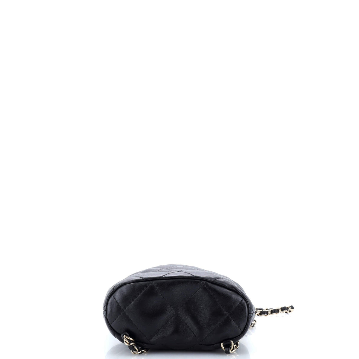 Logo Script Drawstring Chain Backpack Quilted Shiny Lambskin Small