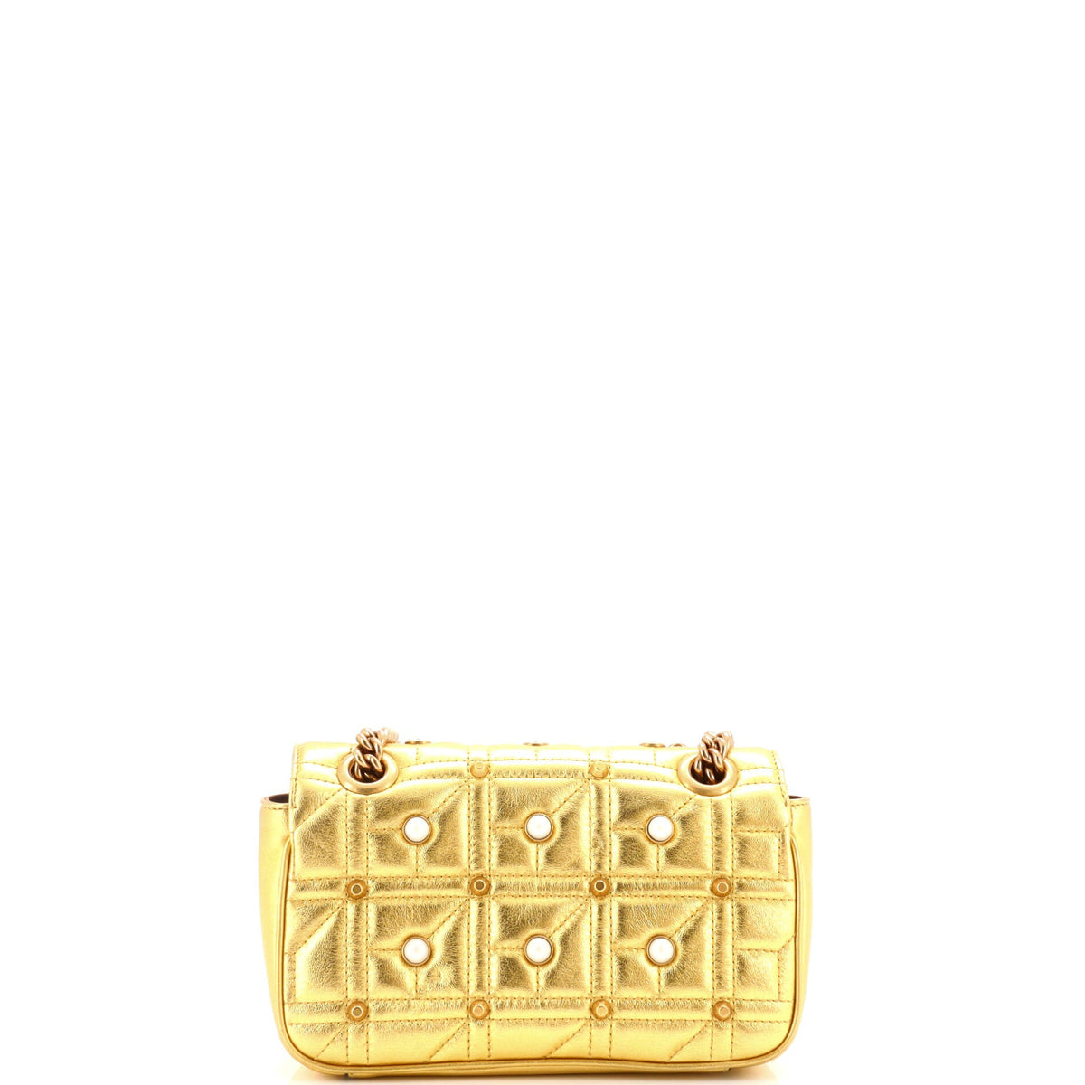 Pearly GG Marmont Flap Bag Embellished Matelasse Leather Mini
