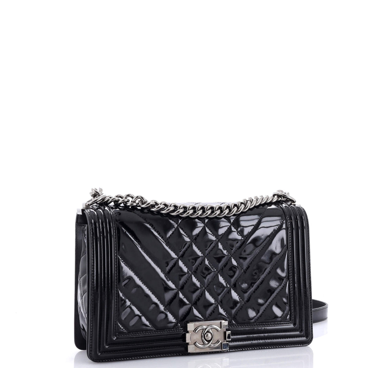 Boy Flap Bag Chevron Patent New Medium