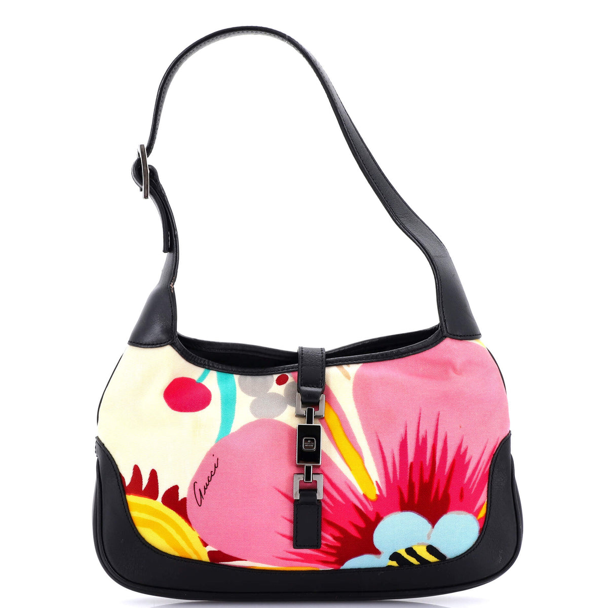 Jackie Hobo Flora Canvas with Leather Medium