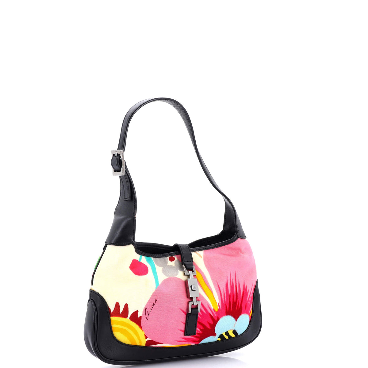 Jackie Hobo Flora Canvas with Leather Medium