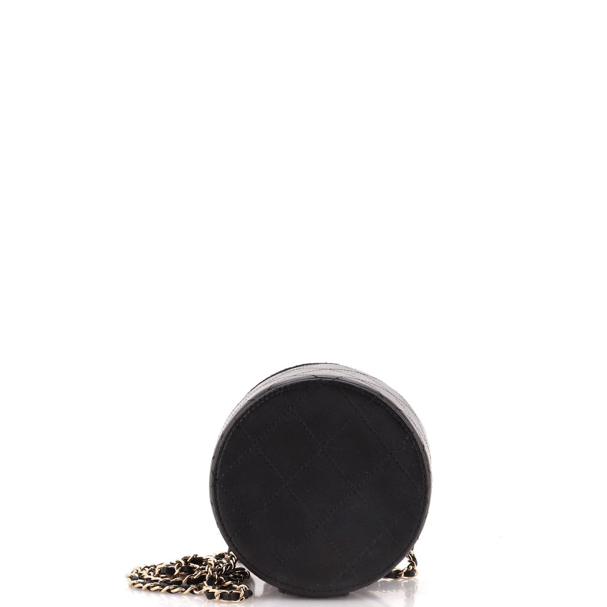 CC Round Vanity Case with Chain Quilted Lambskin Mini