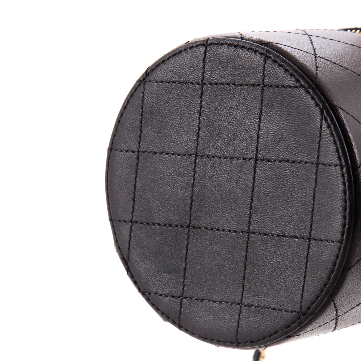 CC Round Vanity Case with Chain Quilted Lambskin Mini