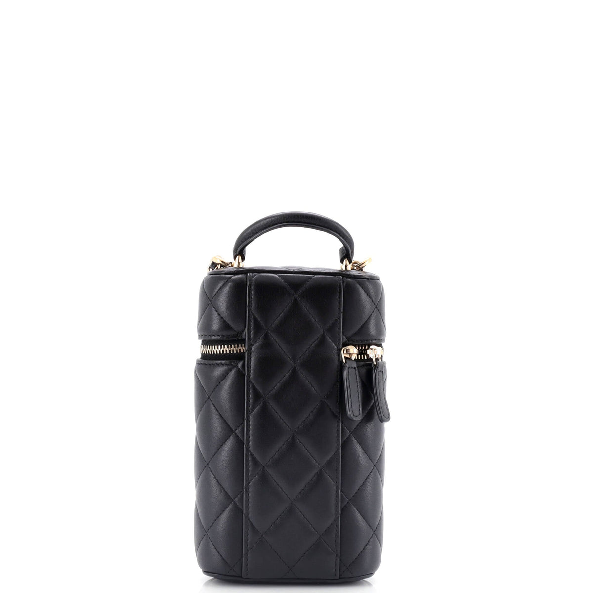 Classic Vanity Top Handle Phone Holder with Chain Quilted Lambskin