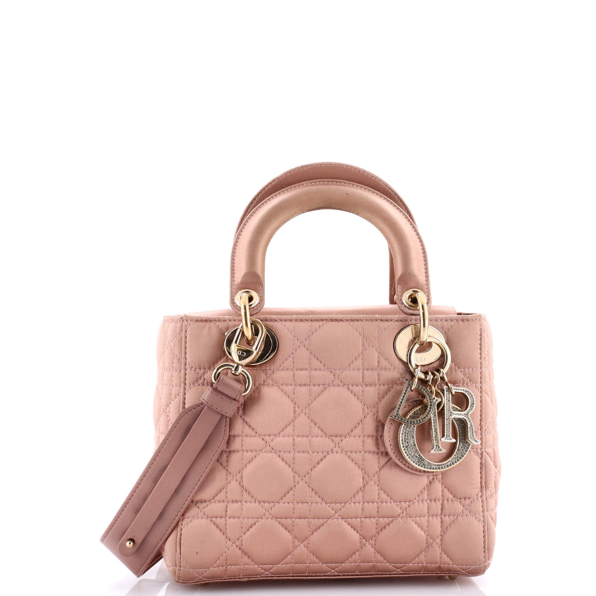 My ABCDior Lady Dior Bag Cannage Quilt Satin with Crystal Charms