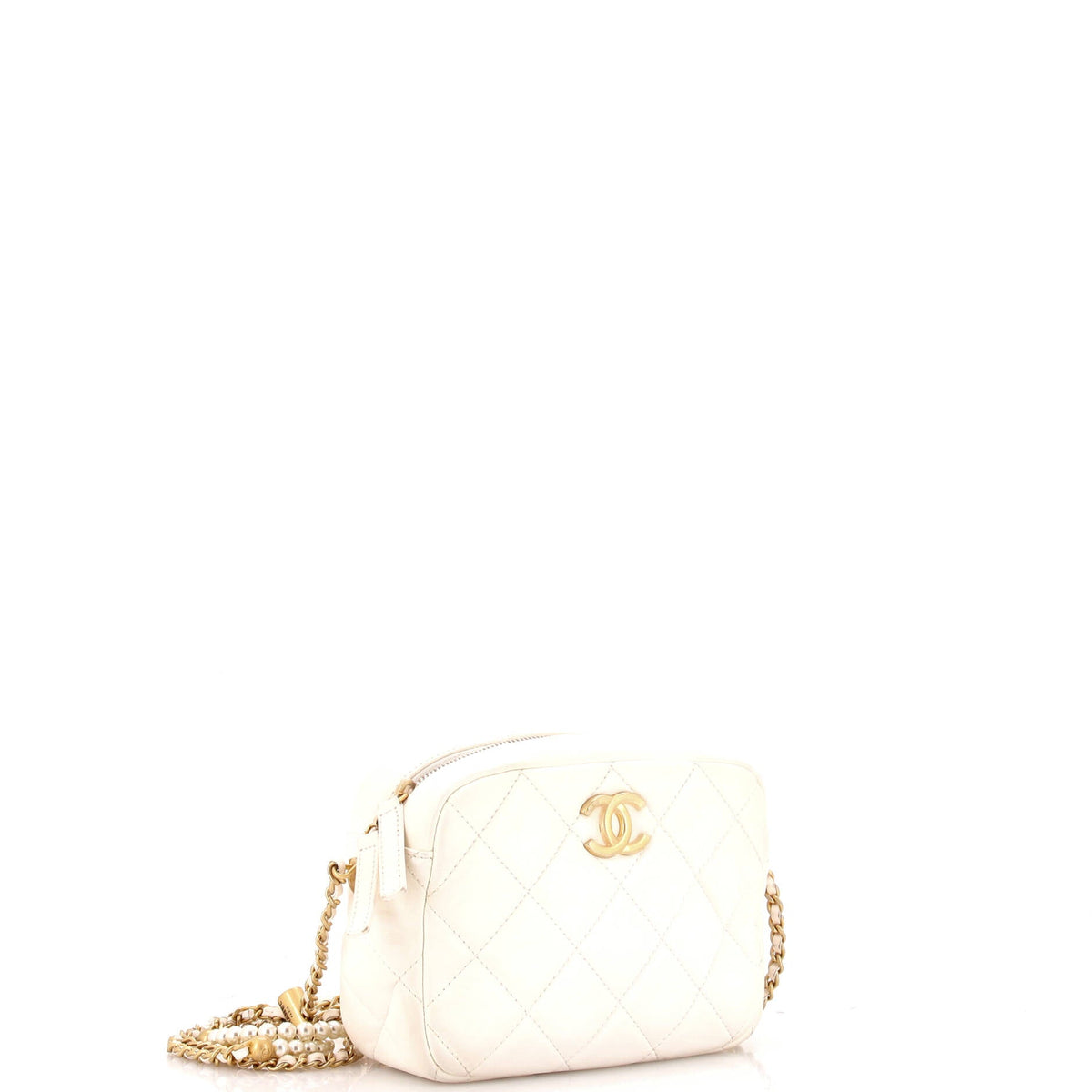 My Perfect Adjustable Chain Camera Bag Quilted Lambskin with Pearls Small