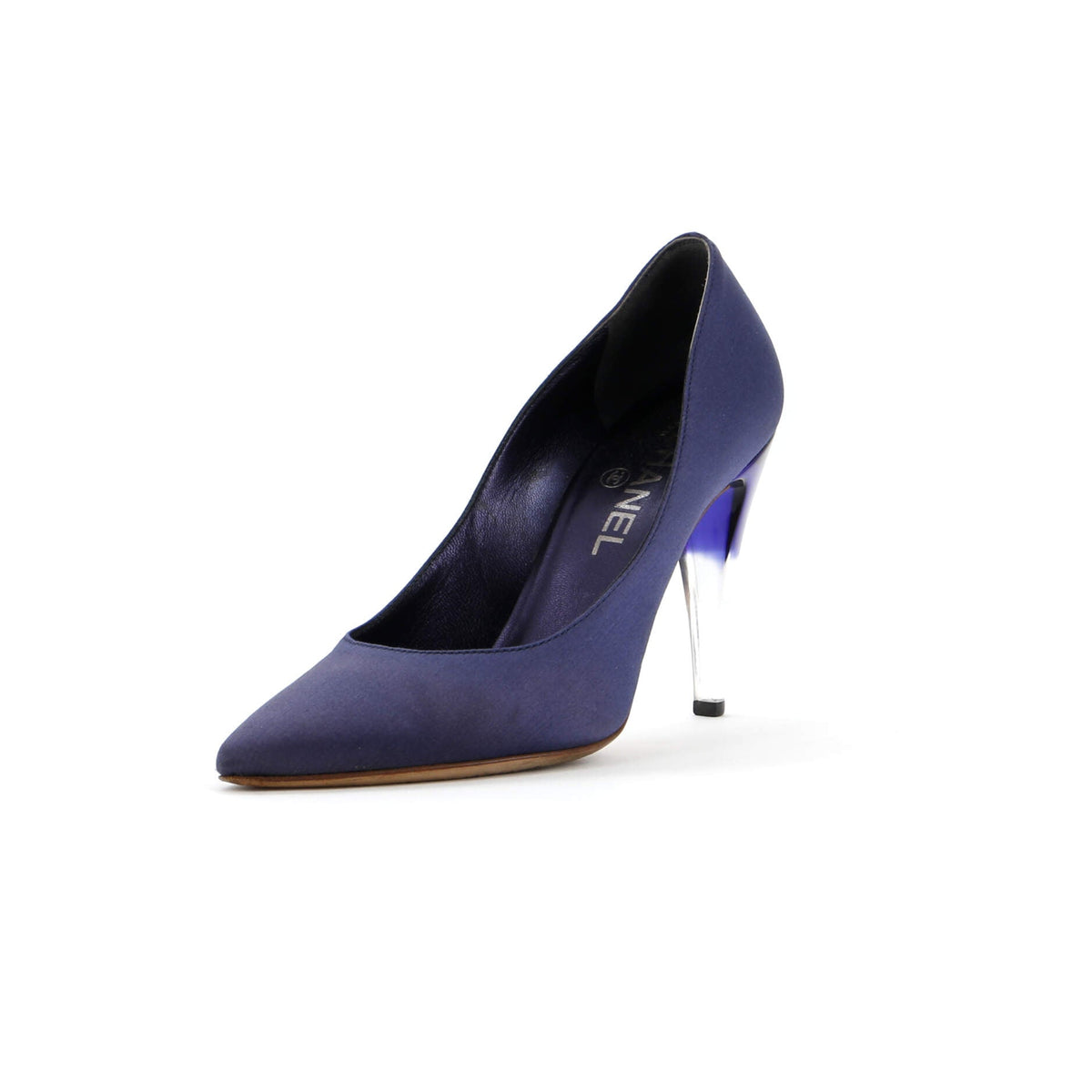 Women's Pointed Toe Pumps Satin and Lucite