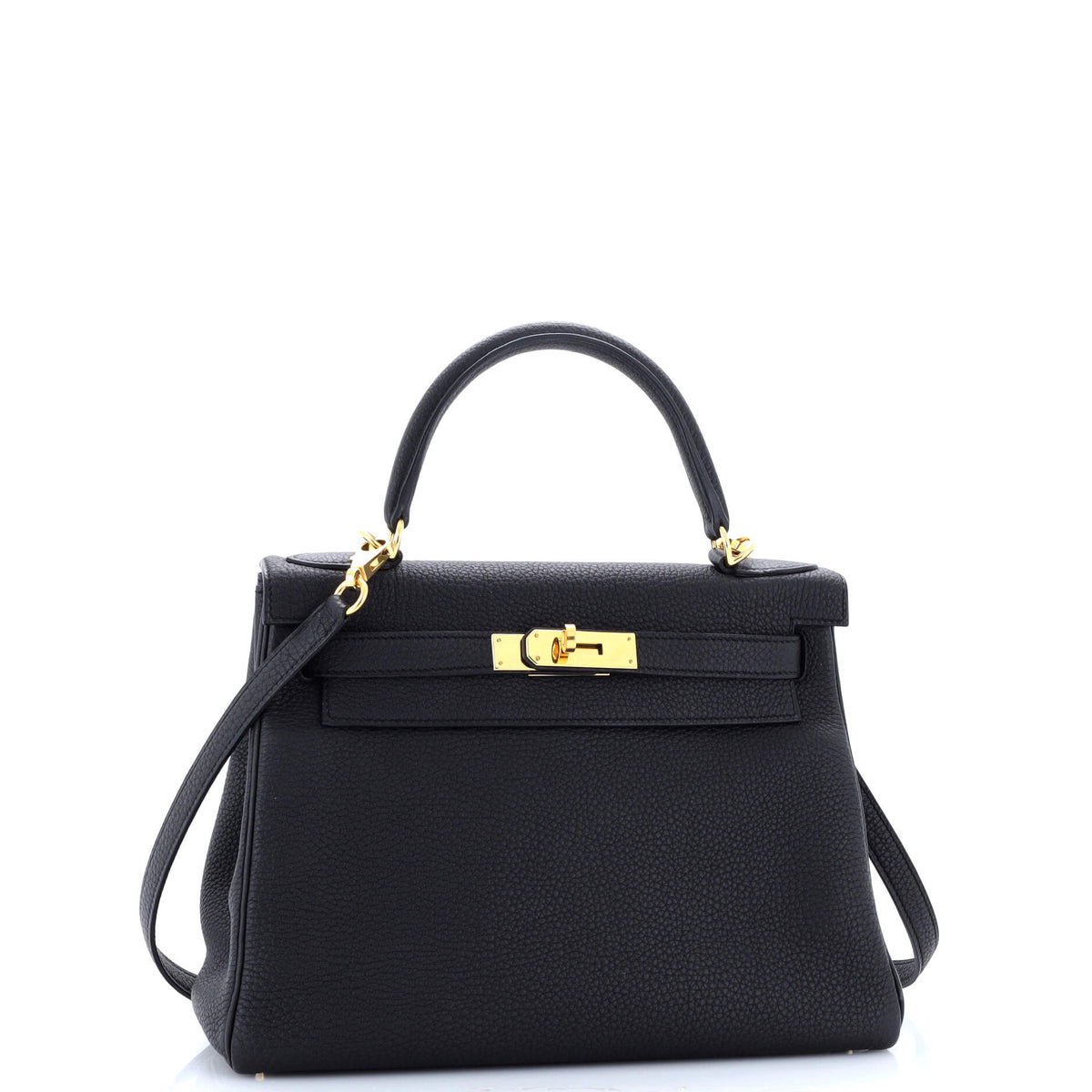 Kelly Handbag Noir Togo with Gold Hardware 28