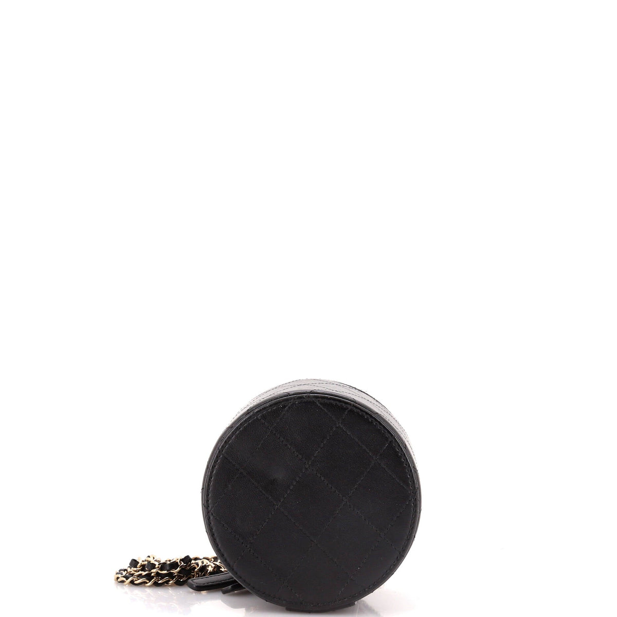 CC Round Vanity Case with Chain Quilted Lambskin Mini