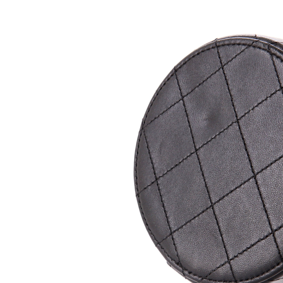 CC Round Vanity Case with Chain Quilted Lambskin Mini