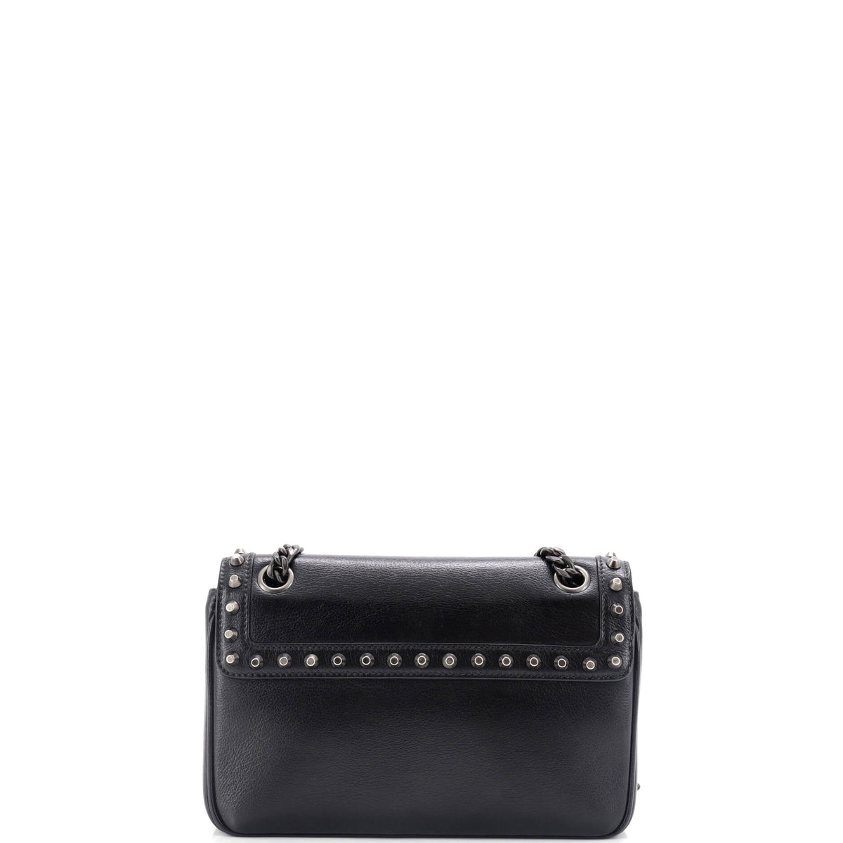 Chain Flap Bag Studded Glazed Calfskin Medium