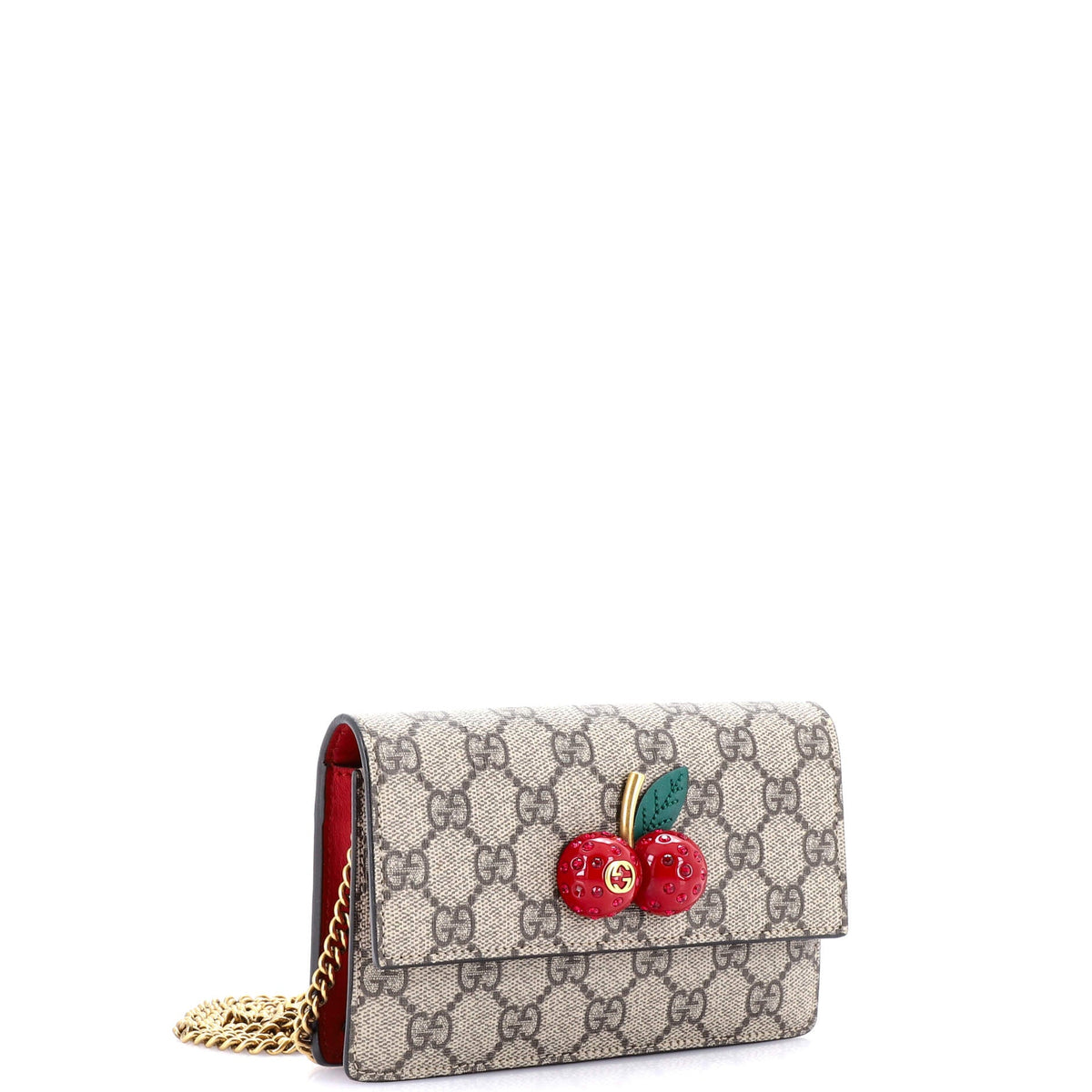 Cherries Wallet on Chain GG Coated Canvas Mini