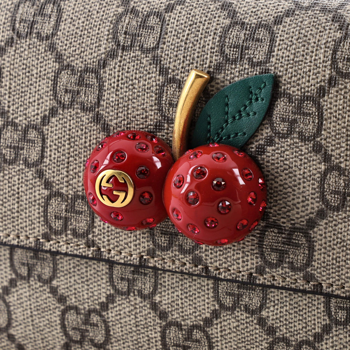 Cherries Wallet on Chain GG Coated Canvas Mini